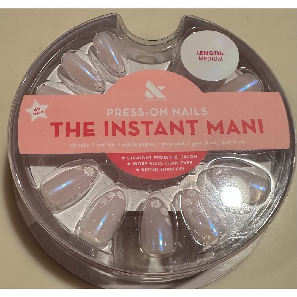 New In Package Glam Girly DIY Press-On Nails The Instant Mani Floral french